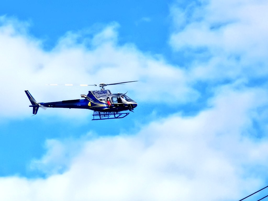 A helicopter searches the area around Truro, N.S., for missing three-year-old Dylan Ehler.