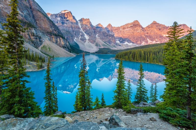 Moraine Lake in the Valley of the Ten Peaks of Banff National Park.