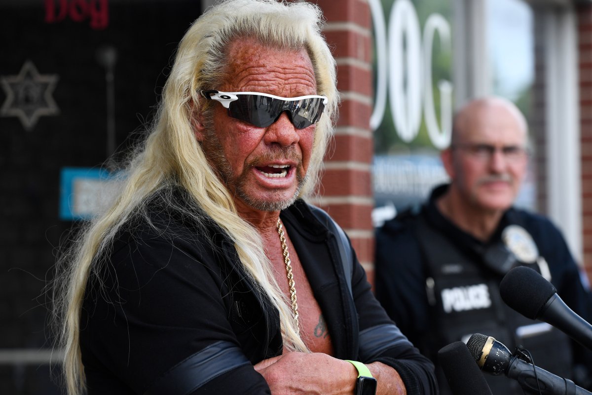 Duane 'Dog the Bounty Hunter' Chapman during a press conference in front of his store, Aug. 2, 2019.