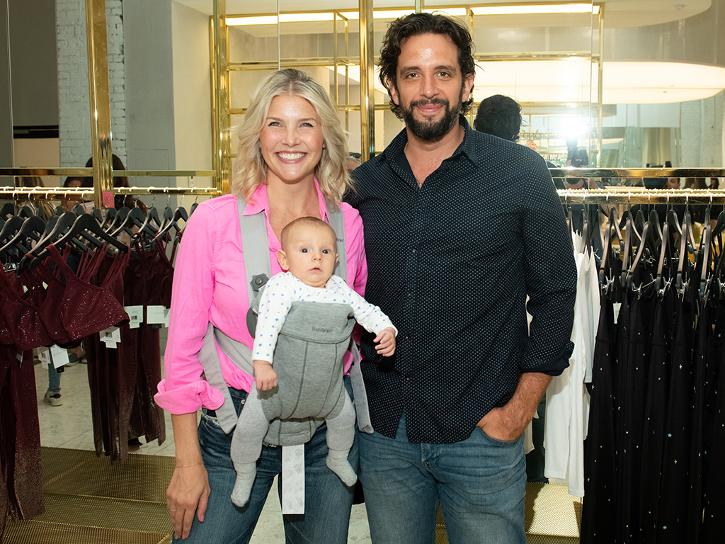 (L-R) Amanda Kloots and Nick Cordero attend the Beyond Yoga x Amanda Kloots collaboration launch event on Aug. 27, 2019 in New York City with their son Elvis.