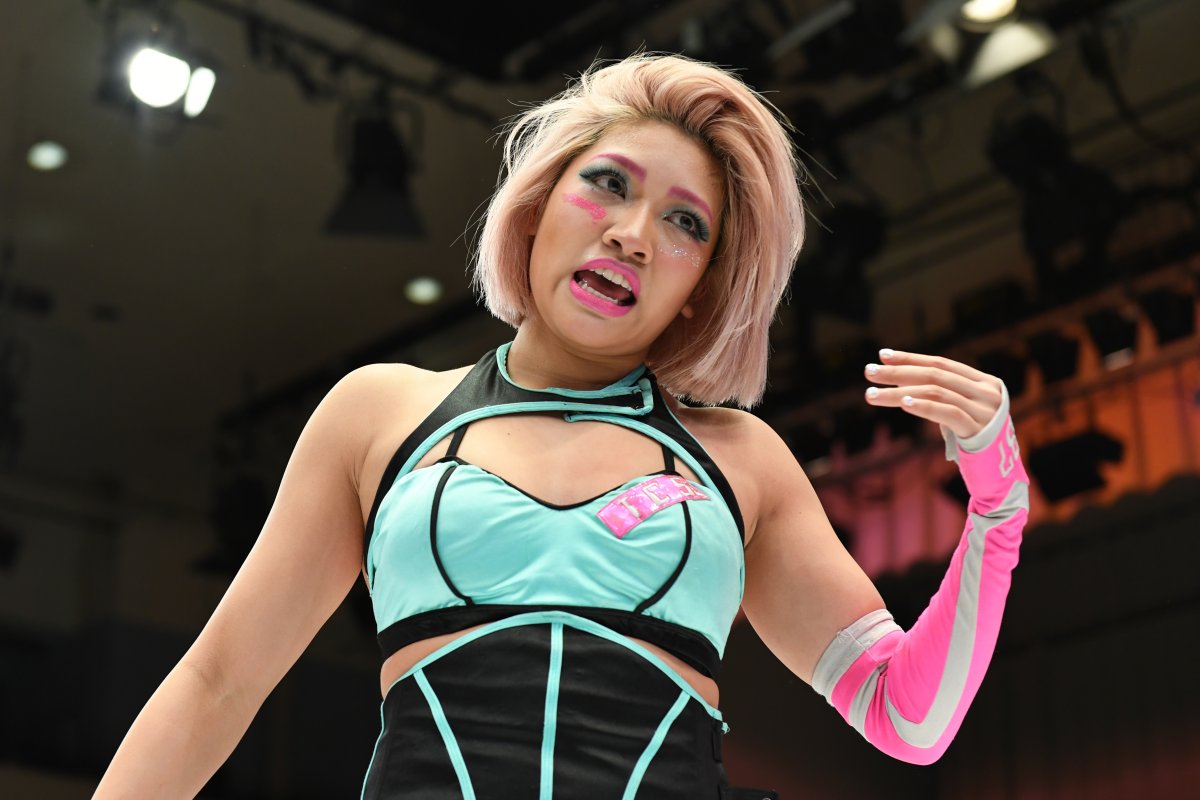 Hana Kimura reacts during the Women's Pro-Wrestling Stardom - No People Gate at Korakuen Hall on March 8, 2020 in Tokyo, Japan.