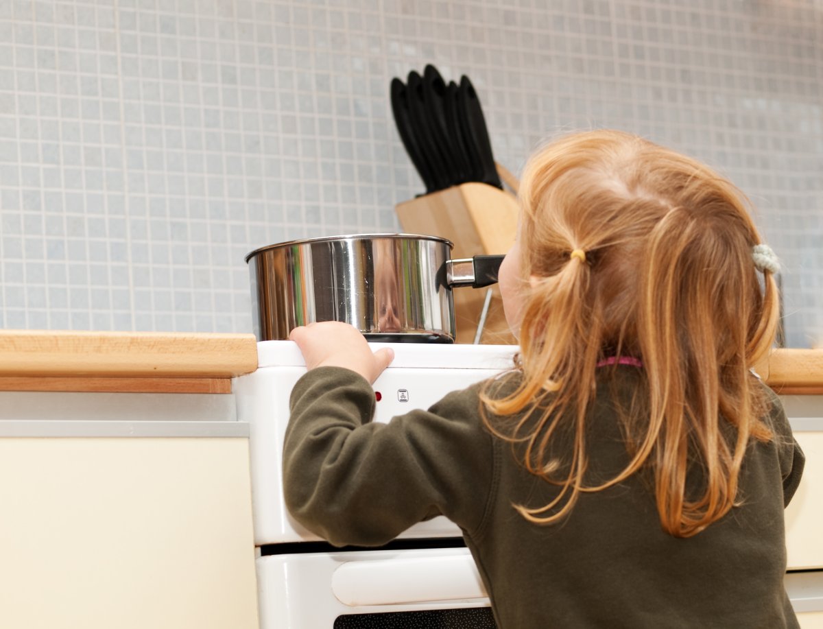 Create a one-metre “kid-free-zone” around hot appliances.