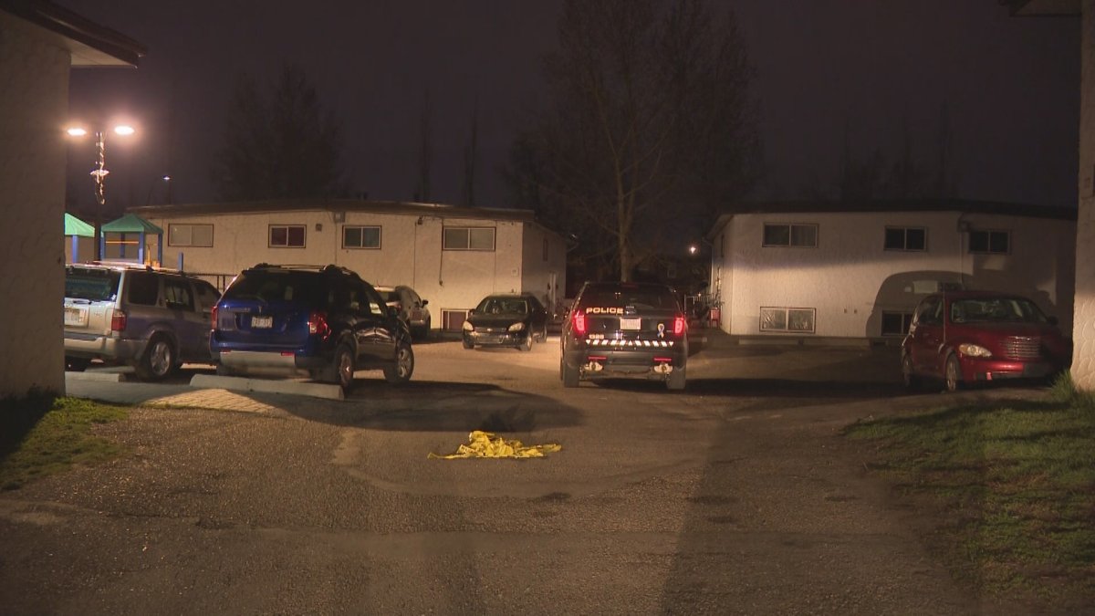 Calgary police investigate a stabbing in the 6500 block of Huntridge Hill N.E. on Wednesday, May 13, 2020.
