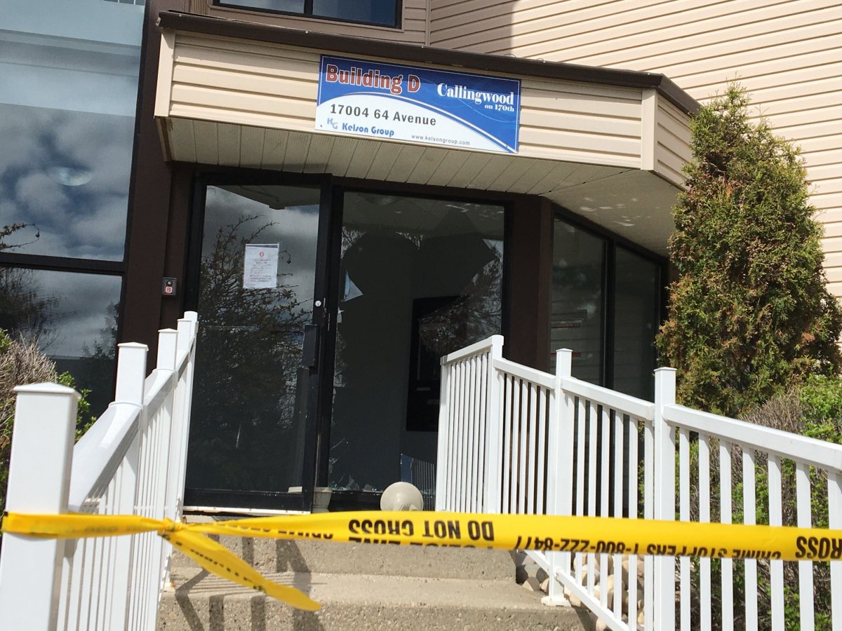 Edmonton police crime scene at an apartment building near 170 Street and 64 Avenue in the Callingwood area on Thursday, May 14, 2020.
