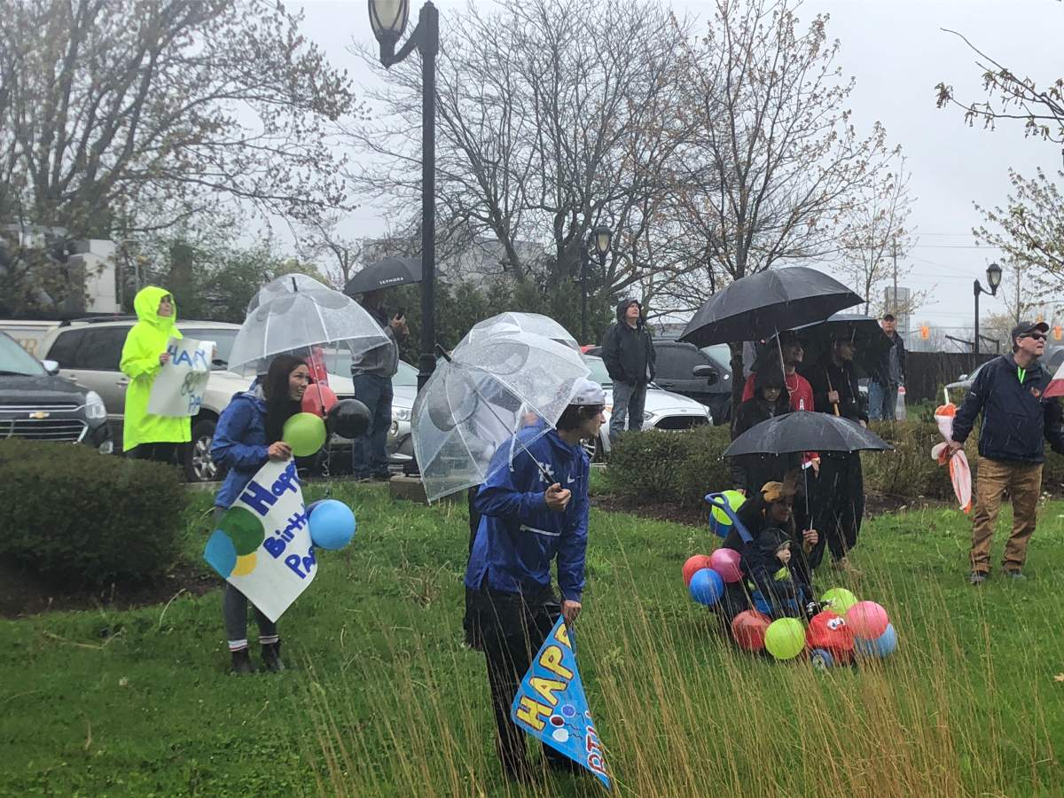 On Sunday, retired fire captain William Switzer celebrated his 80th birthday with a surprise drive-by with all of his family and members of the London Fire Department.
