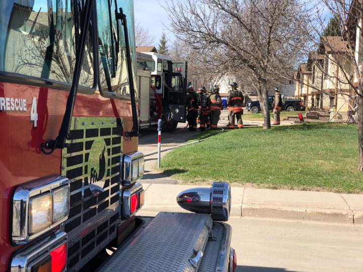 The Saskatoon Fire Department responds to a call on Kenderdine Road on May 6, 2020.