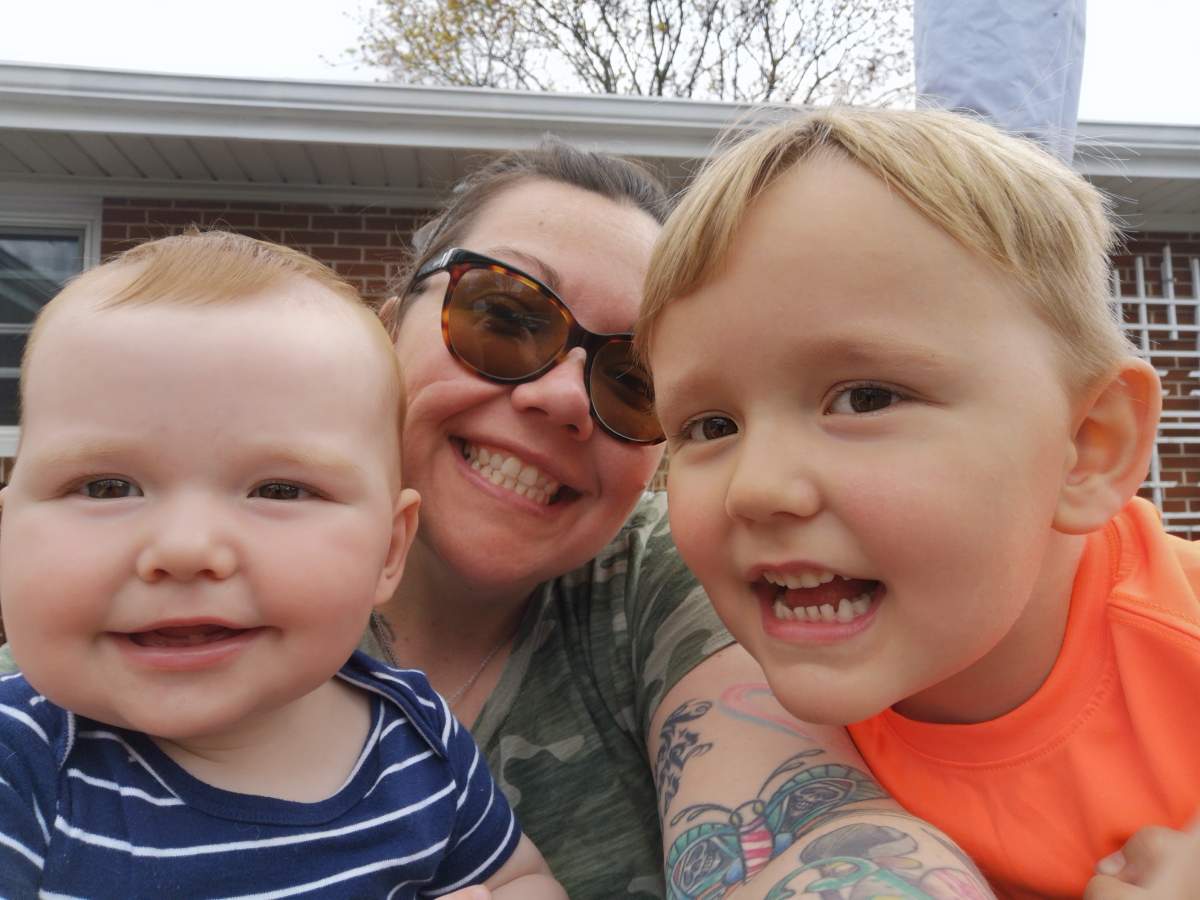 Lisa Burke with sons Hutton and Marshall.