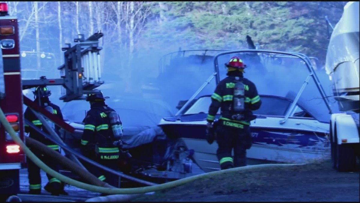 Moncton firefighters were at the scene on May 11 when a George Road boat repair shop went up in flames.