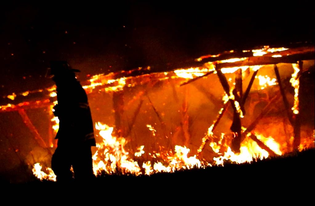 Moncton fire crews respond to a structure fire in Dundas, N.B., on May 21, 2020. 