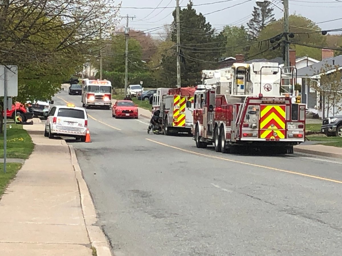 Emergency crews respond to a natural gas leak on Ian St., in the Champlain Heights area of Saint John, on May 27, 2020.
