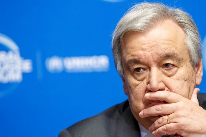 FILE - In this Dec. 17, 2019 file photo, U.N. Secretary-General Antonio Guterres attends the UNHCR - Global Refugee Forum at the European headquarters of the United Nations in Geneva, Switzerland.