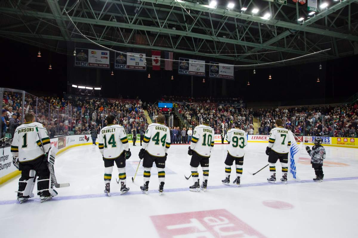 Action from the opening game at the 2016 MasterCard Memorial Cup in Red Deer, AB on Friday May 20, 2016. Photo by Rob Wallator/CHL Images.