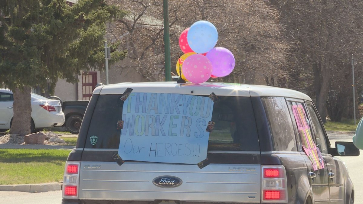 Just one of the vehicles decorated for the physically-distanced Mother's Day parade.