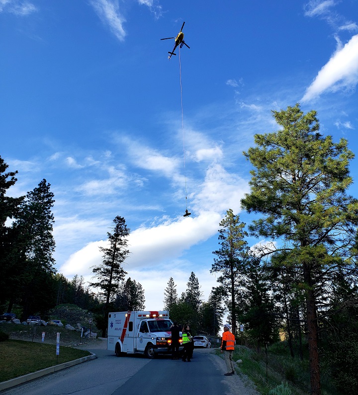 According to Penticton Search and Rescue, the hiker was 30 minutes up a path when she slipped and fell.