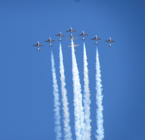 The Canadian Forces Snowbirds perform at Penticton's Peachfest in August 2019.