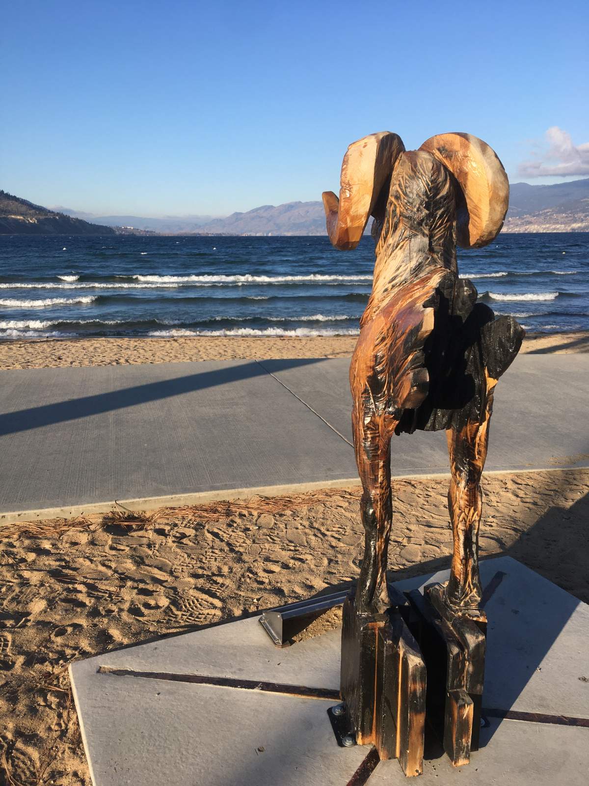 Wooden ram’s head sculpture stolen from Penticton waterfront - image