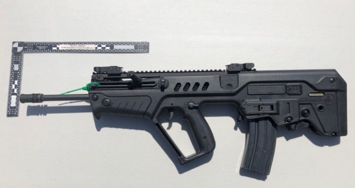 A weapon RCMP said was seized during a search of a rural property north of Biggar on May 15, 2020.