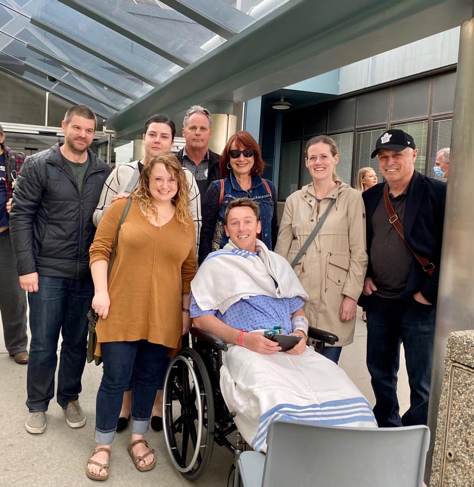 Capt. Richard MacDougall was surrounded by his family and members of the Secwepemc Child and Family Services Drumming Group as he was released from hospital.