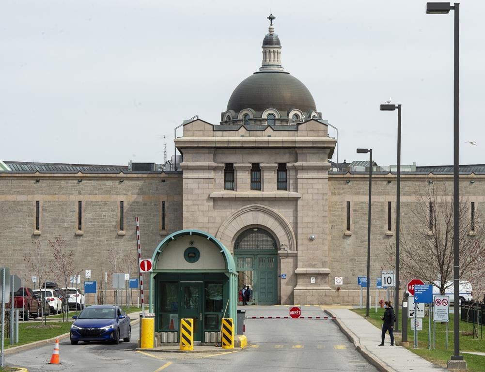 The entrance to Bordeaux jail is seen Wednesday May 6, 2020 in Montreal. Rights groups and families of detainees are calling for action from the Quebec government after an inmate died of COVID-19 in a Montreal detention centre this week. Thursday, May 21, 2020.