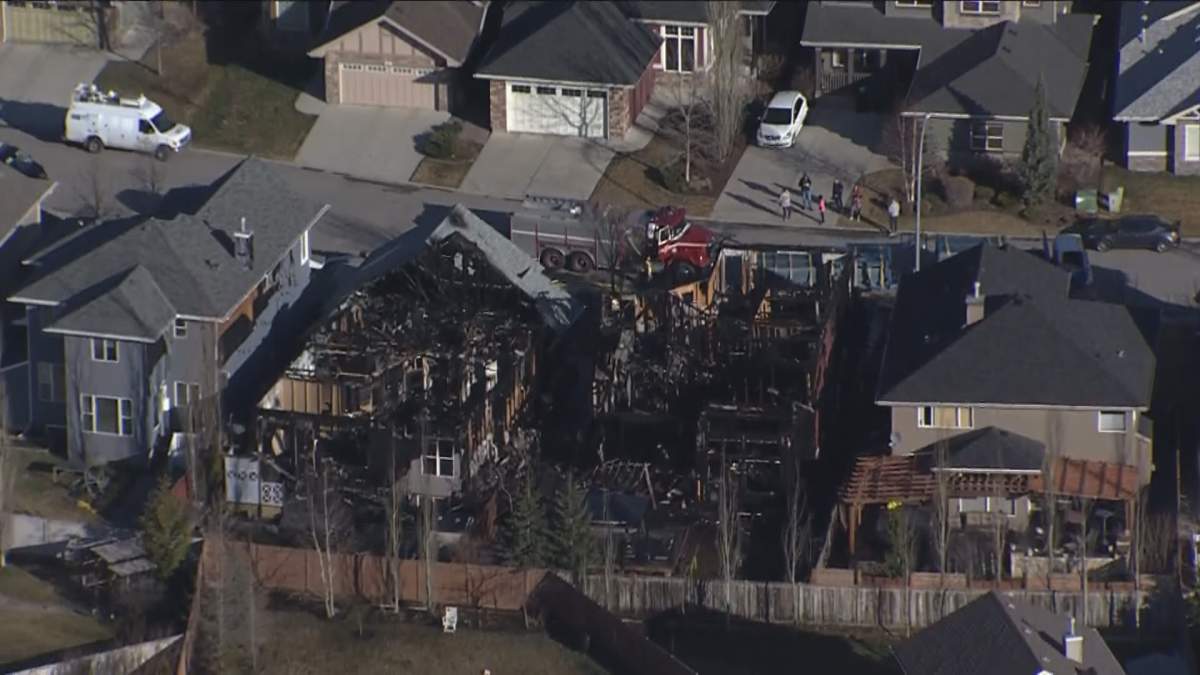 A home in northwest Calgary was destroyed and two others were damaged in an early Saturday morning fire.
