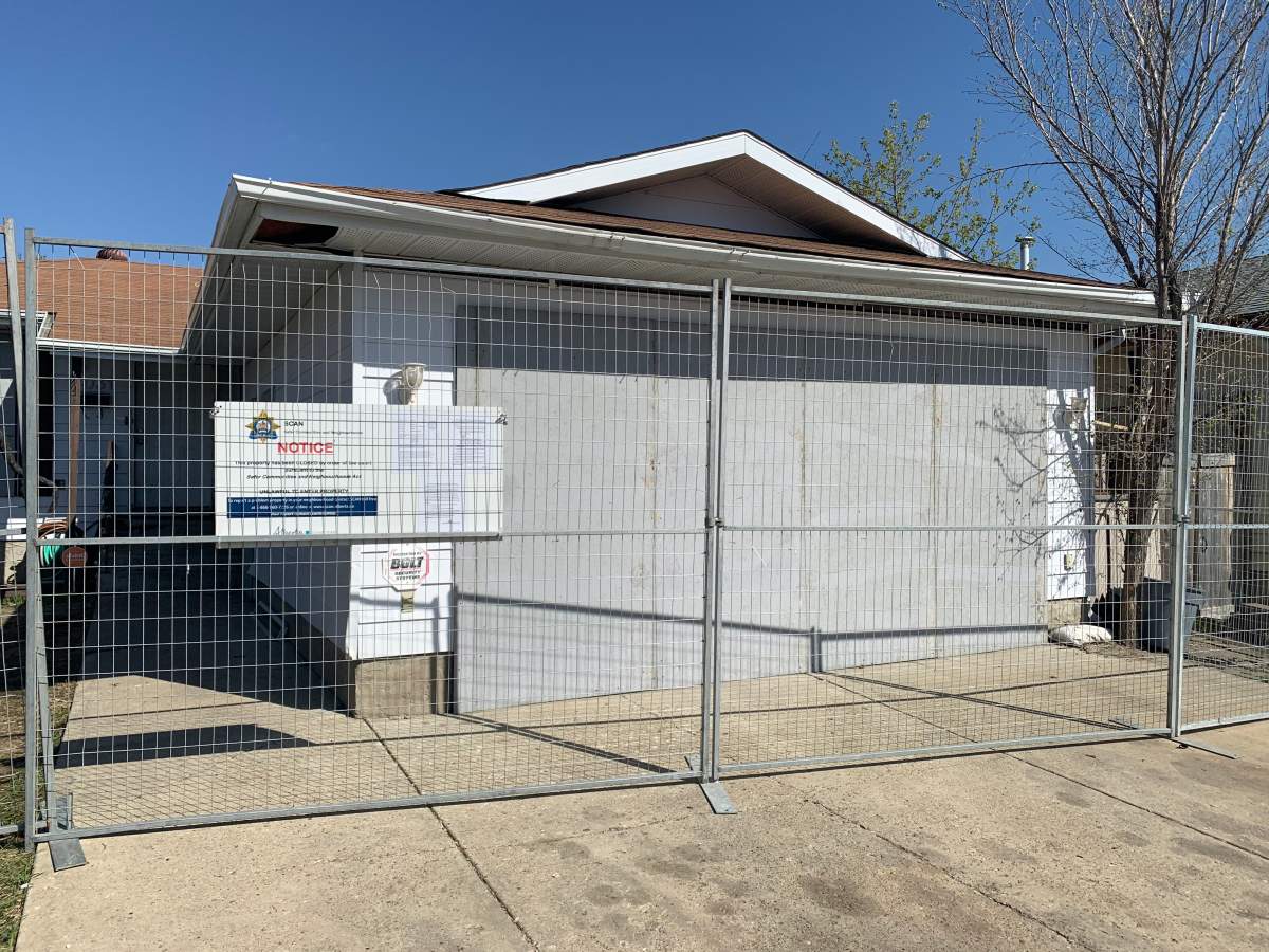 The Alberta Sheriffs' SCAN unit shut down a house in Edmonton located at 14031 - 118 Street Wednesday, May 13, 2020.