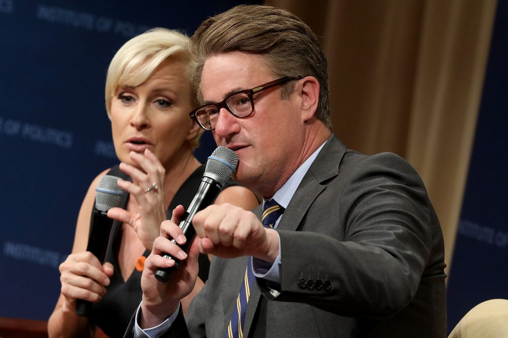 MSNBC ‘Morning Joe’ hosts Joe Scarborough, right, and Mika Brzezinski are shown at an event in Washington, D.C., on July 12, 2017.