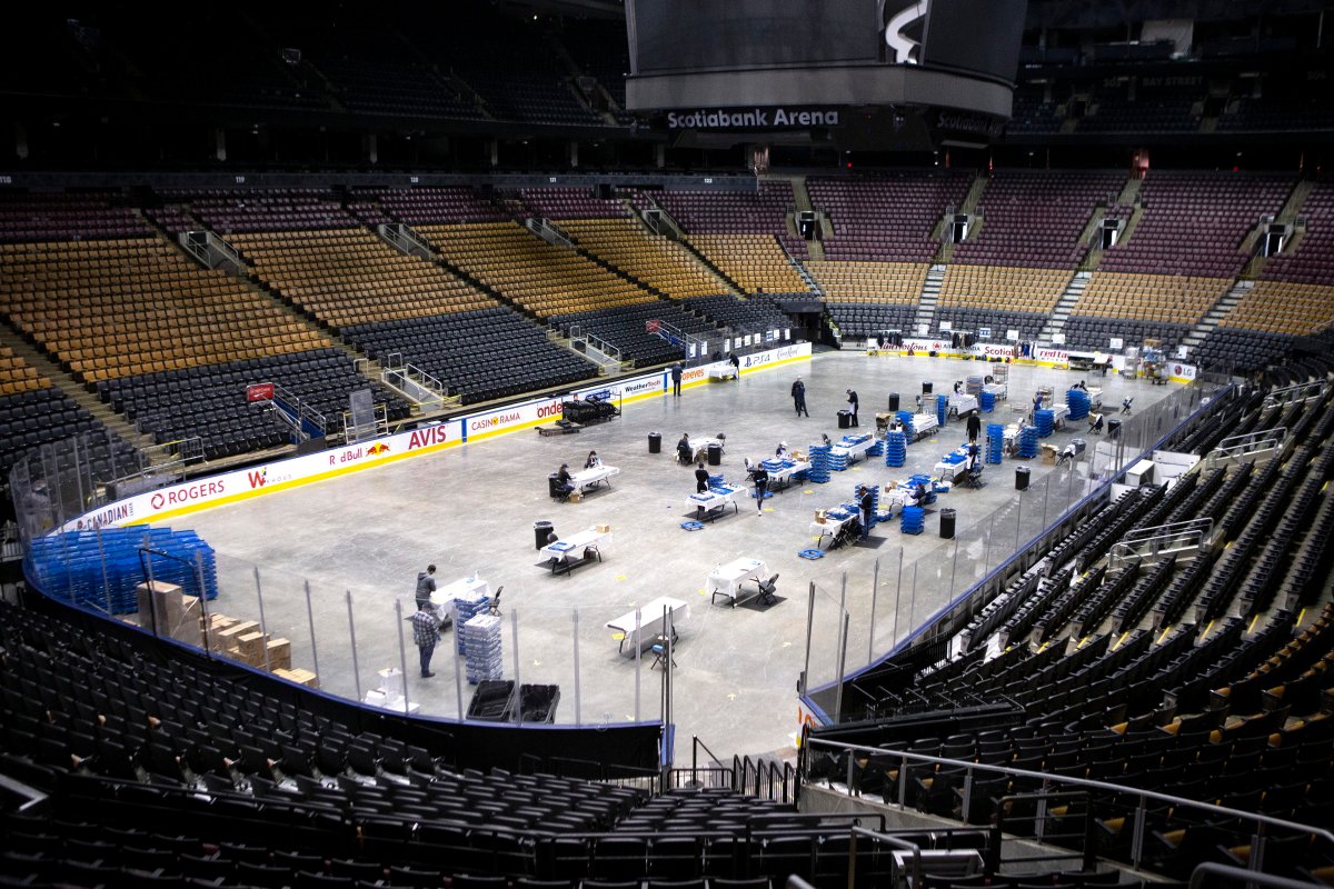 In Toronto, a pop-up shelter was opened at the Scotiabank Arena.
