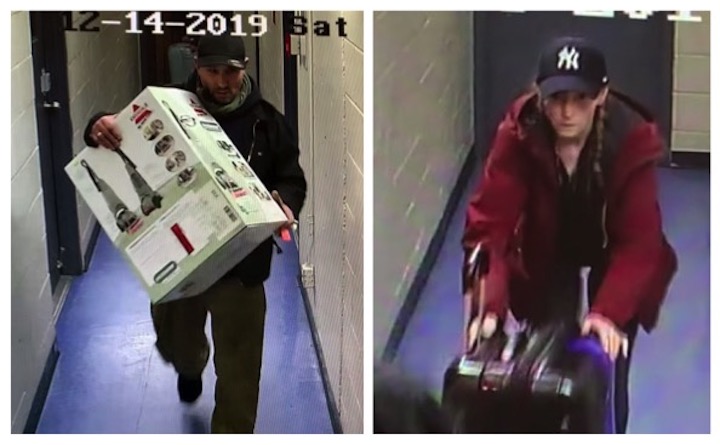 RCMP are looking for two suspects in the break-and-enter of around 20 storage lockers in Coquitlam last December.