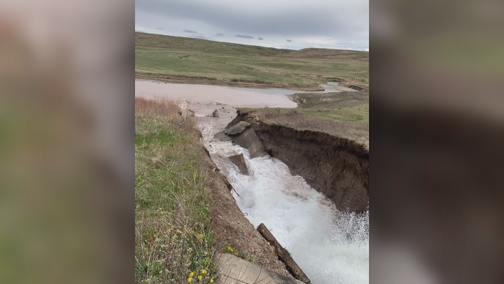 A concrete drop structure that usually channels water from the United States across the border collapsed on Sunday.