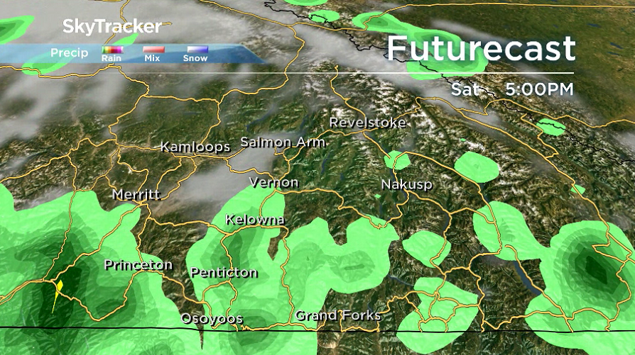 There is the risk of showers and thunderstorms late Saturday in the Okanagan.