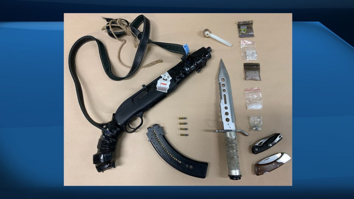 Grande Prairie RCMP found a variety of weapons in a vehicle during a traffic stop on April 21, 2020.