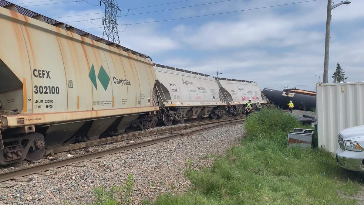 Eight train cars left the tracks in Saint John on Saturday evening.