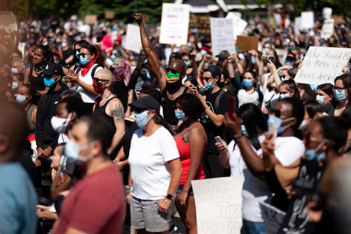 An estimated 10,000 Londoners gathered in Victoria Park and then took to the streets to protest racism, systemic discrimination, and police brutality, June 6, 2020. 