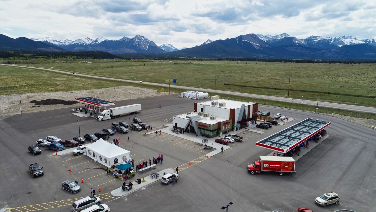 The Alberta government said that the Bearspaw Kananaskis Travel Centre used funds to construct a 557-square-metre travel centre across from Stoney Nakoda Resort and Casino.