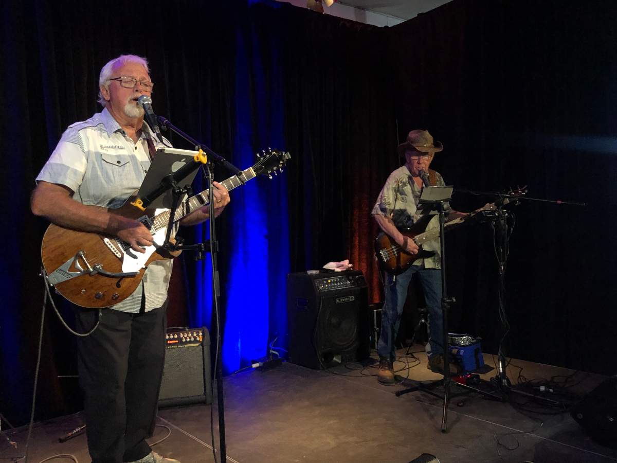 Okanagan musicians do a sound check Friday afternoon in Kelowna ahead of a virtual concert Friday evening that will benefit local food banks.