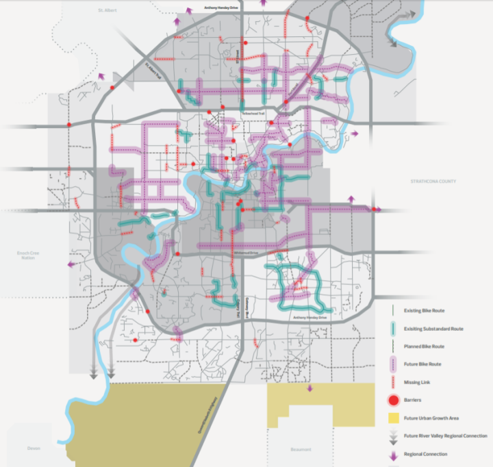City officials release broad plan for expanding Edmonton’s bike lane