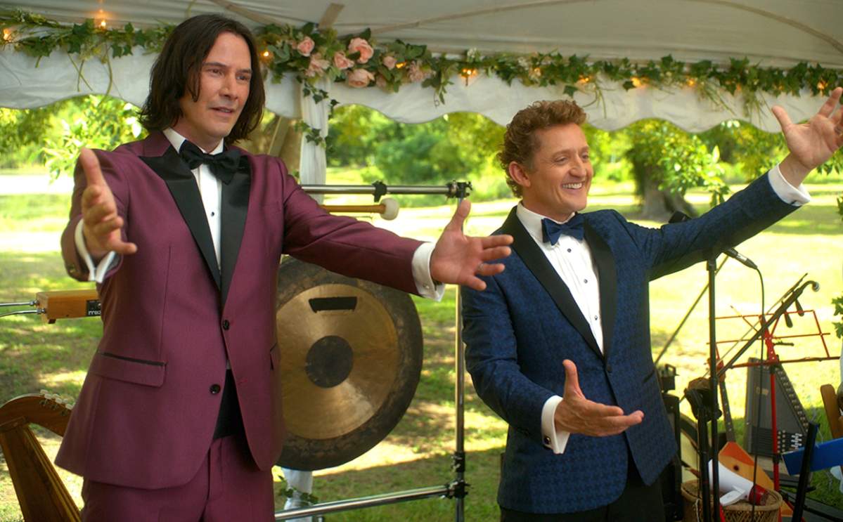 (L-R) Keanu Reeves (Ted) and Alex Winter (Bill) in ‘Bill & Ted Fac the Music’. Set for an Aug. 21, 2020 release worldwide.
