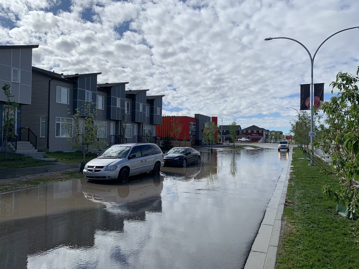 Flooded streets in northeast Calgary on Sunday, June 14, 2020.