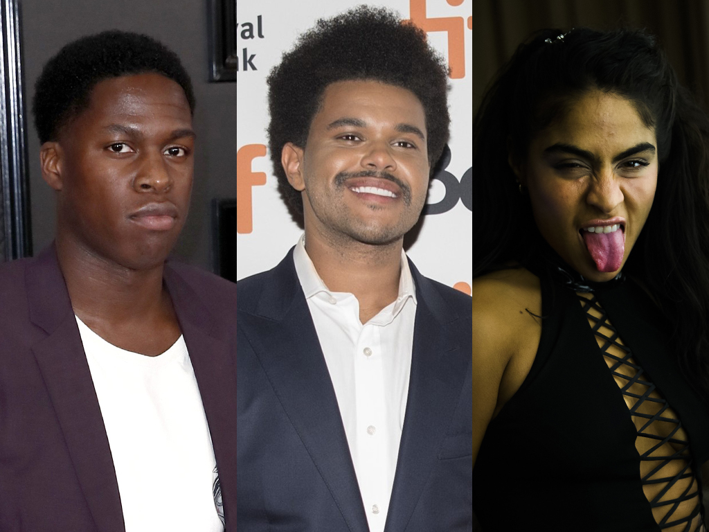 Canadian musicians (L-R) Daniel Caesar, the Weeknd and Jessie Reyez.