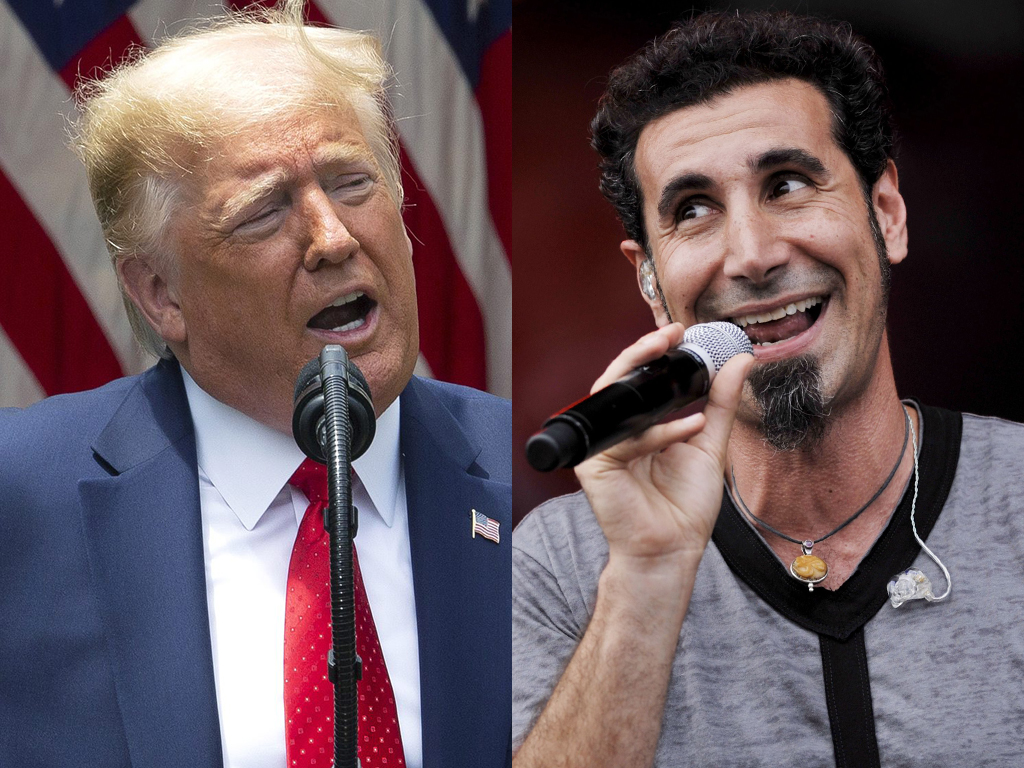 (L-R) U.S. President Donald Trump and System of a Down frontman Serj Tankian.