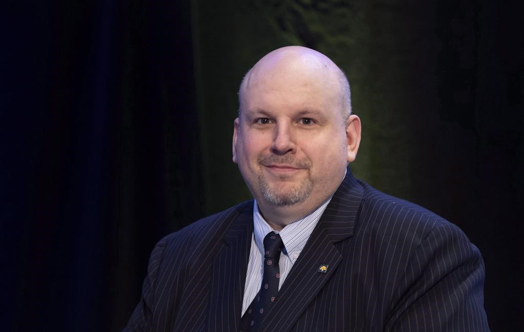 Laurentian Bank president and CEO Francois Desjardins is seen prior to the bank's annual shareholders meeting Tuesday, April 10, 2018 in Montreal. Laurentian Bank of Canada says its president and chief executive is stepping down from the bank and retiring.