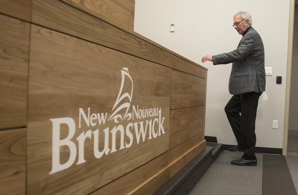 New Brunswick Premier Blaine Higgs speaks with the media in Fredericton, New Brunswick on Monday February 17, 2020.