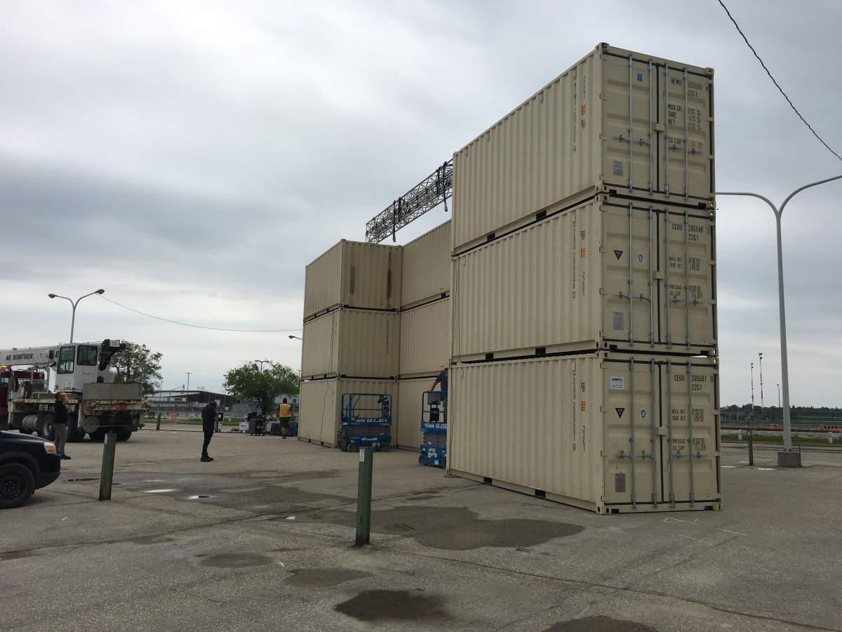 A drive-in movie screen is being installed at Winnipeg's airport.