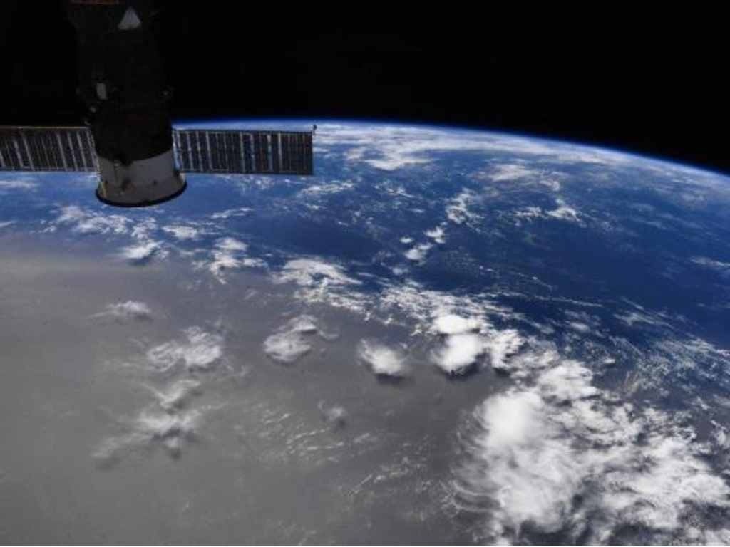 NASA astronaut Doug Hurley took this photo from the International Space Station showing a plume of dust from the Sahara desert drifting across the Atlantic Ocean.