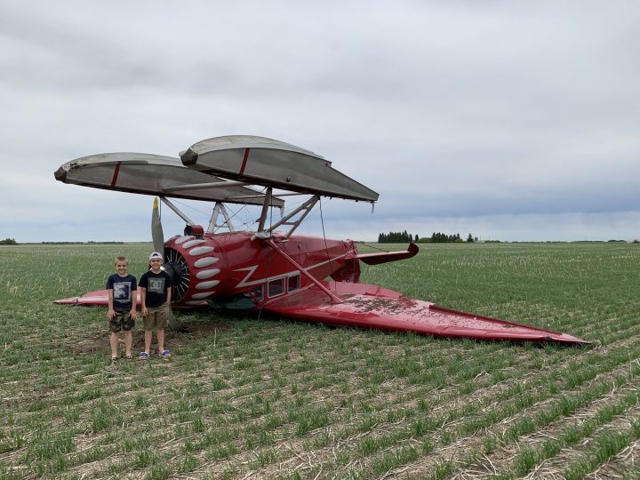 A man says he was surprised after a float plane crashed into his wheat field Saturday night just outside Unity, Sask.