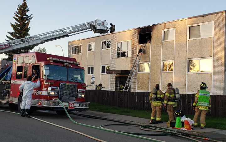 Firefighters were called to a north Edmonton apartment building on Wednesday night after a fire broke out in a third-floor suite.