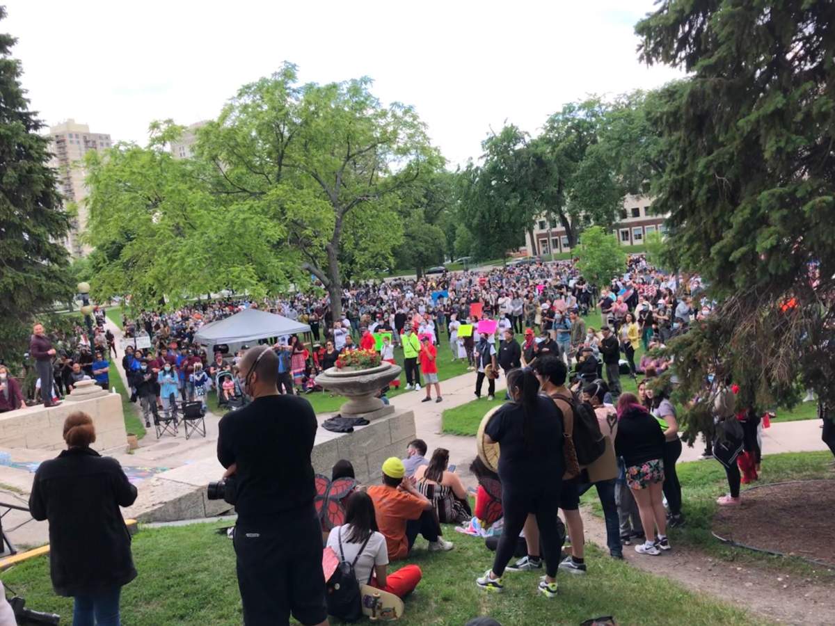 Large crowd gathers for rally supporting girl fatally shot by Winnipeg police - image