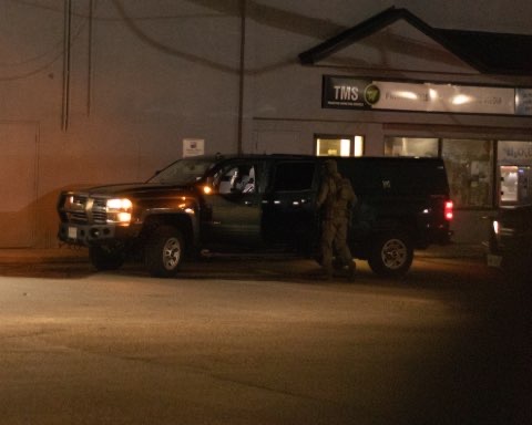 A member of the RCMP Emergency Response Team at the scene of a police standoff in Enderby.