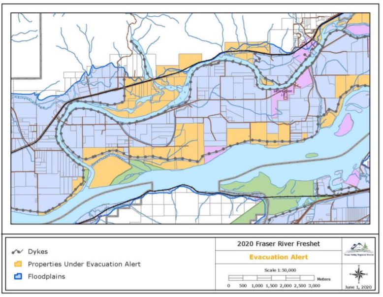 Multiple Fraser Valley properties are on evacuation alert.