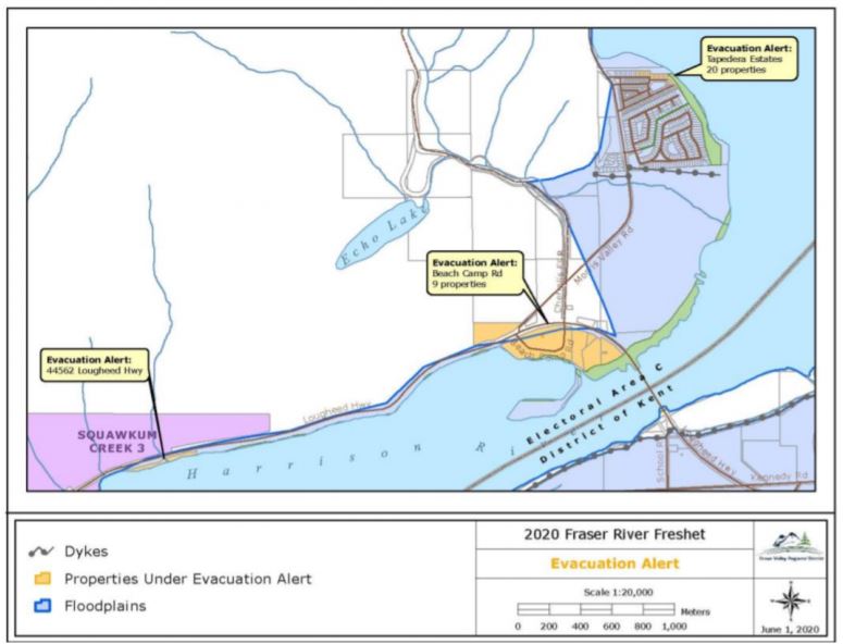 Multiple Fraser Valley properties are on evacuation alert.